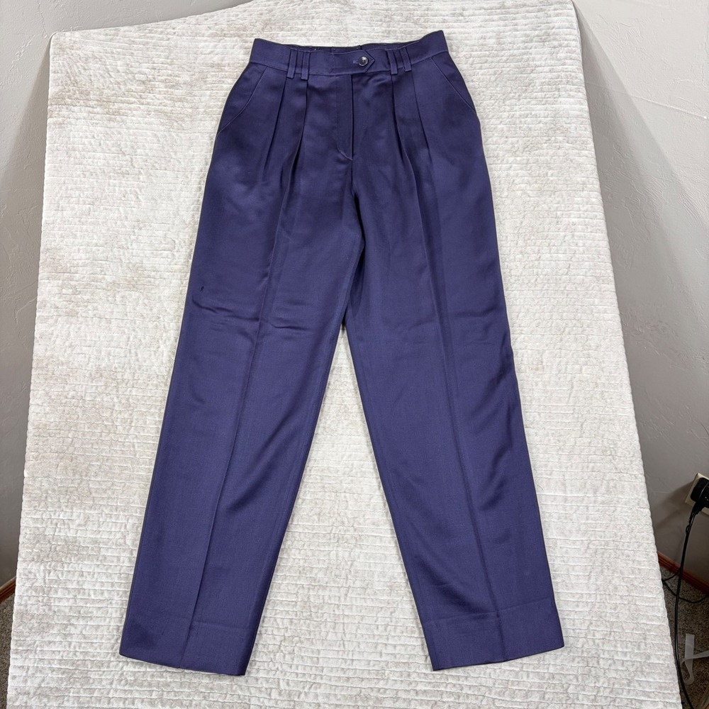 Vintage Escada Margaretha Ley Purple Wool Pleated Trousers Made in Germany 33